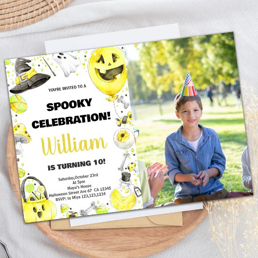 Photo Jaune Vert Halloween Invitations Anniversair