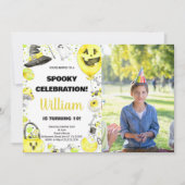 Photo Jaune Vert Halloween Invitations Anniversair (Devant)