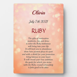 Photo Juillet Anniversaire Ruby Tabletop Plaque avec Eas