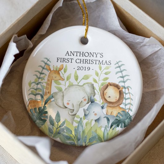 Photo Jungle Premier ornement de Noël du bébé