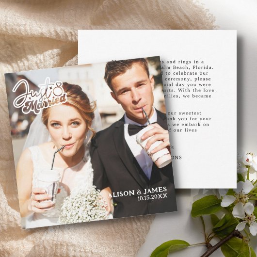 Photo Juste Marié Mariage Merci Faire-part