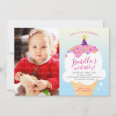 PHOTO KIDS PARTY INVITATION rétro crème glacée côn (Devant)