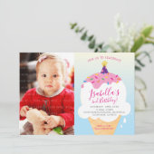 PHOTO KIDS PARTY INVITATION rétro crème glacée côn (Debout devant)