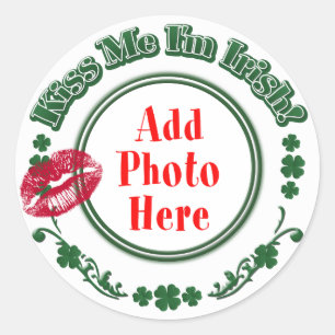 PHOTO Kiss Ik ben Iers - Green Circle Kiss Mark Ronde Sticker