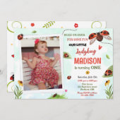 Photo ladybug 1ère invitation anniversaire fille a (Devant / Derrière)