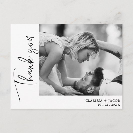 Photo latérale Merci noir  Mariage Carte postale (Devant)