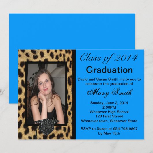 Photo Leopard Graduation Invitation (Devant / Derrière)