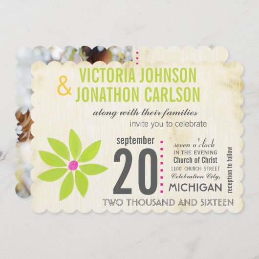 Photo Lime Stylisé Daisy Wedding Invitations (Devant / Derrière)