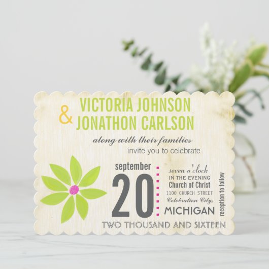 Photo Lime Stylisé Daisy Wedding Invitations (Debout devant)