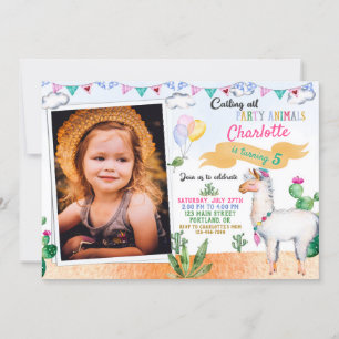 Photo Llama invitation anniversaire Alpaca invitat
