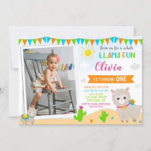 Photo Llama invitation anniversaire Alpaca invitat