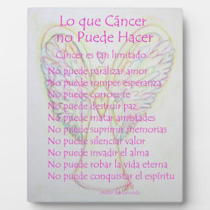 Photo Lo que Cancer no Puede Hacer Poème Peinture Plaque