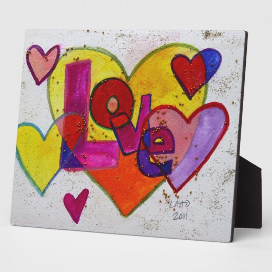Photo Love Patchwork Coeurs Peindre Poème Plaque (Côté)