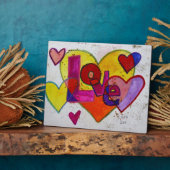Photo Love Patchwork Coeurs Peindre Poème Plaque (Côté)