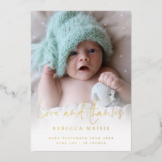 Photo Love Thanks Faire-part de naissance Luxury (Recto)
