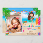 Photo Luau invitation anniversaire fille de plage  (Devant / Derrière)