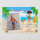 Photo Luau invitation anniversaire garçon de plage (Devant / Derrière)