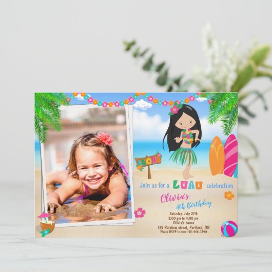 Photo Luau invitation anniversaire Luau invitation (Debout devant)