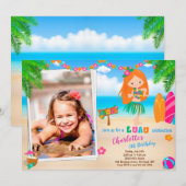 Photo Luau invitation anniversaire plage de filles (Devant / Derrière)