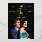 Photo Luxury Real Golden Fancy Calligraphy Folie Uitnodiging (Voorkant)