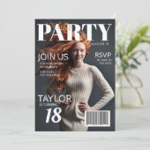 Photo Magazine Style 18ème anniversaire Invitation (Debout devant)