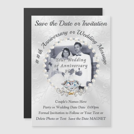 Photo Magnet Réservez la date MARIAGE ou ANNIVERSA (Devant / Derrière)