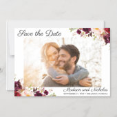 Photo Magnet Réservez la date Marsala Pink Flower (Recto)