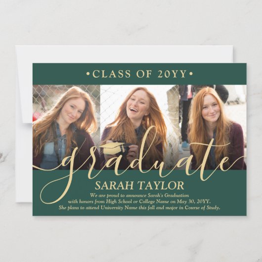Photo magnétique Green Faire-part de graduation en (Recto)