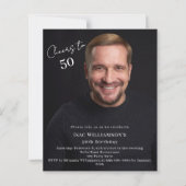 Photo man cheers birthday invitation (Voorkant)