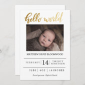 Photo manuscrite faire-part de naissance Hello Wor (Devant / Derrière)