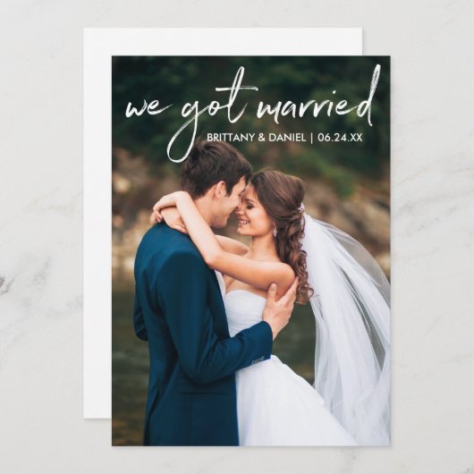 Photo manuscrite Script Nous Avons Une Carte Marié (Devant / Derrière)