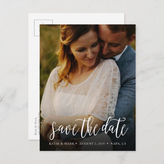 Photo manuscrite stylish Enregistrer la date Carte (Devant / Derrière)