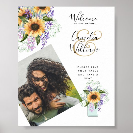 PHOTO Mariage Affiche de bienvenue Sunflowers Wist (Devant)