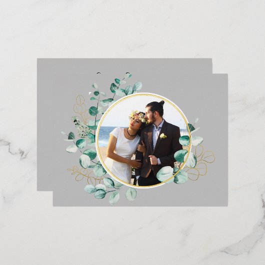 Photo mariage avec cadre vert simple Carte (Recto/Verso)