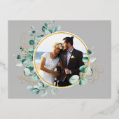 Photo mariage avec cadre vert simple Carte (Recto)