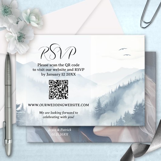 Photo Mariage d'hiver Code QR Carte RSVP