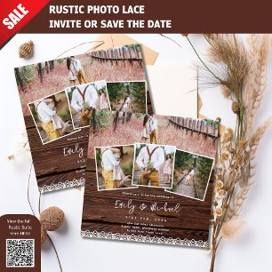 PHOTO MARIAGE INVITATIONS DERNIÈRE RUSTIQUE BOHO c
