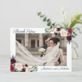 Photo Mariage Merci Cartes Marine Marsala Fleurs (Debout devant)
