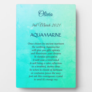 Photo Mars Plaque Aquamarine en pierre de naissance avec