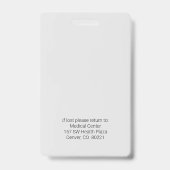 Photo Medical Identification Badge (Back)