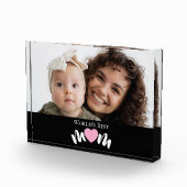 Photo Meilleure Maman du Monde Cœur Script Moderne Bloc (Droite)