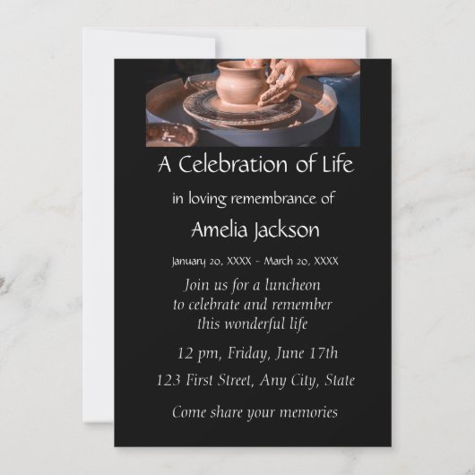 Photo Memorial Invitation Pottery Potter Clay (Dos)