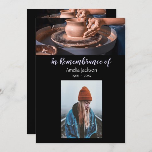 Photo Memorial Invitation Pottery Potter Clay (Devant / Derrière)