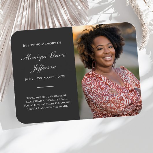 Photo Memorial Magnet Funérailles gris charbon