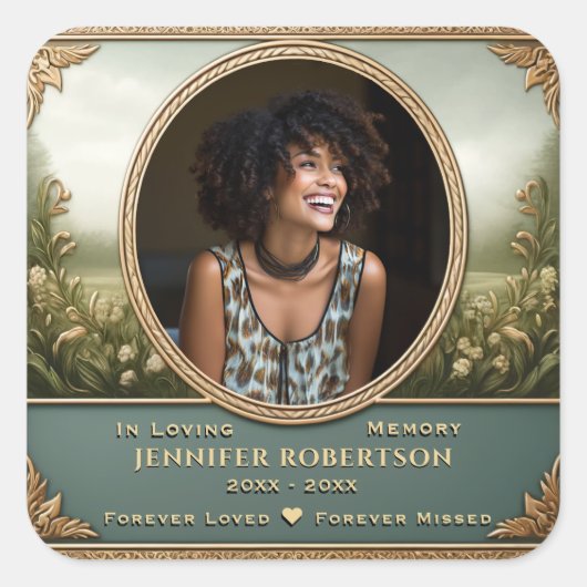 Photo Memorial Vierkante Sticker (Voorkant)