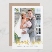 PHOTO MERCI à main écriture feuille or feuille (Devant / Derrière)