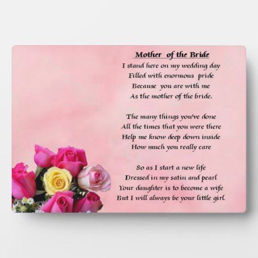 Photo Mère de la mariée - Plaque Rose (Devant)