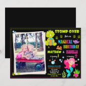 Photo Mermaid et Dinosaur invitation d'anniversair (Devant / Derrière)