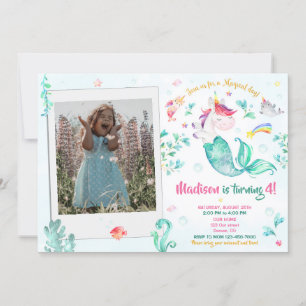 Photo mermicorn invitation anniversaire Girl Magic