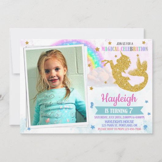 Photo Mermicorn invitation anniversaire Mericorn f (Devant)